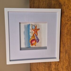 QUILLING Technique Colorful Beach Themed Framed Art with Starfish and Seashells